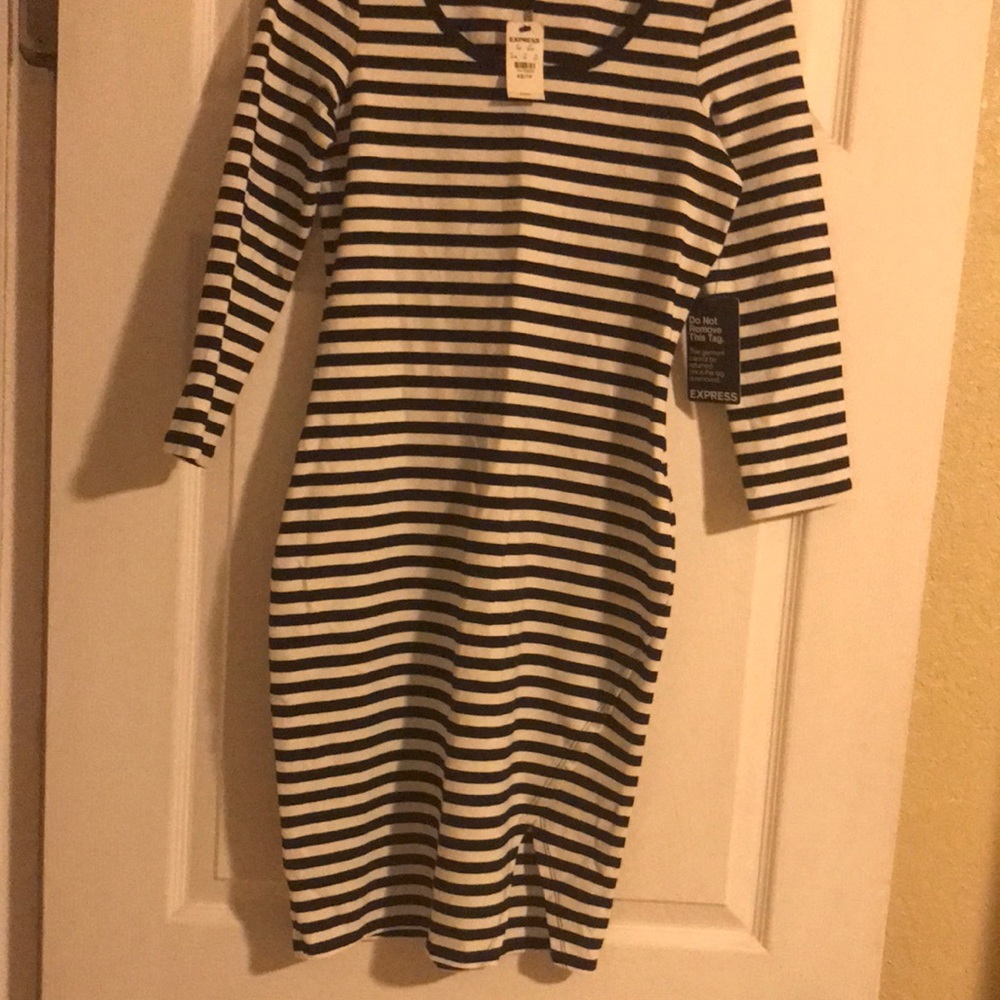 Express Black and White Stripe Stretchy Dress XS NWT